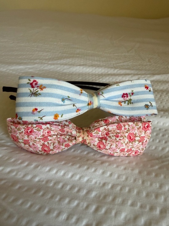 no brand Accessories - Floral Bow Headband Set - Pink & Light Blue